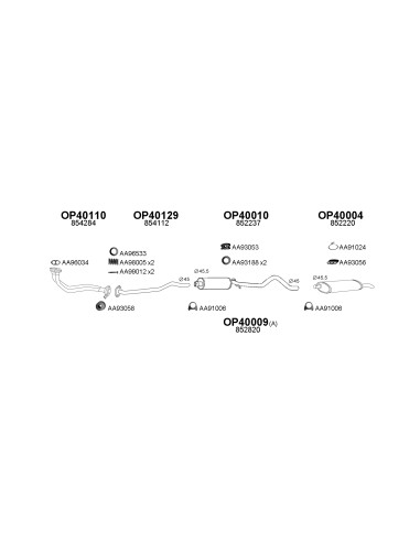 COMPATIBLE CON OPEL KADETT 1.686 87 TUBO INTERNO
